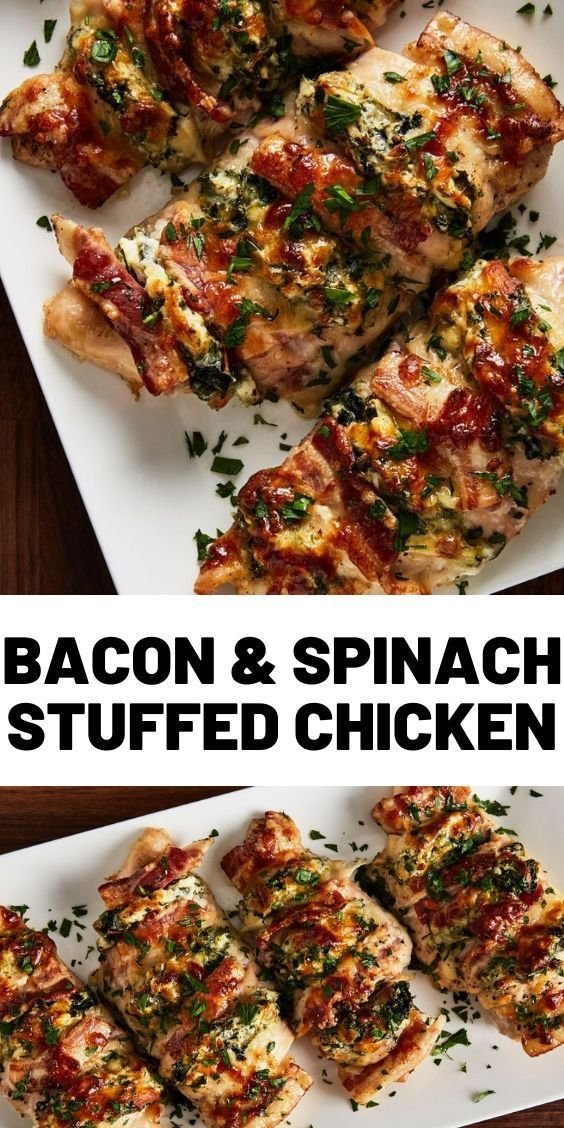 Chicken stuffed with bacon and spinach