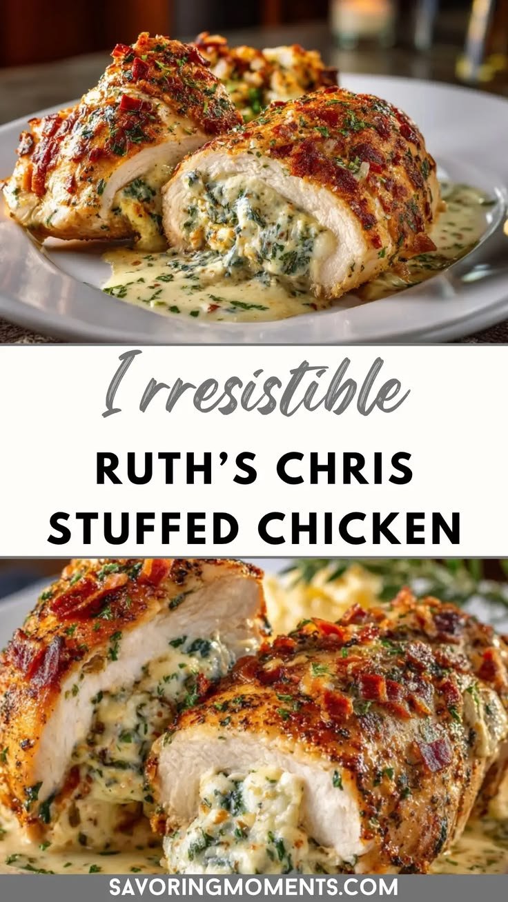 Ruth’s Chris Stuffed Chicken Recipe – Creamy, Cheesy Chicken Breast Perfection