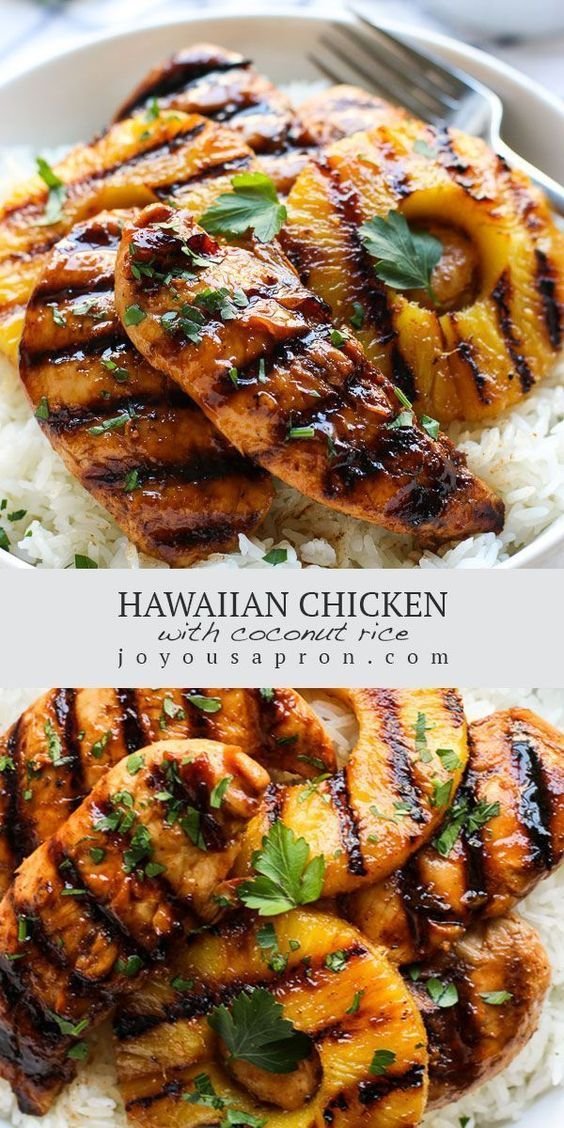 Hawaiian Chicken, Pineapple and Coconut Rice
