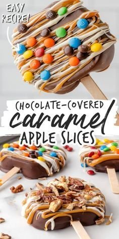 Chocolate Covered Caramel Apple Slices Recipe | Chocolate-covered caramel apple slices, Colorful candy apple recipe, Halloween party dessert ideas