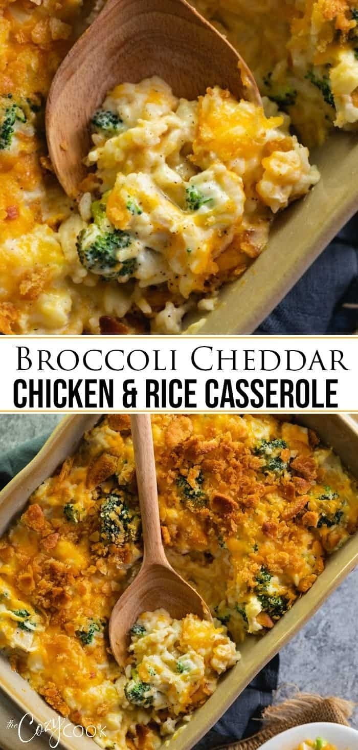 This easy Broccoli Cheddar Chicken and Rice Casserole recipe can be prepared up to 3 days ahead of time and baked when y… | Easy chicken broccoli rice casserole baked, Broccoli cheddar chicken rice casserole