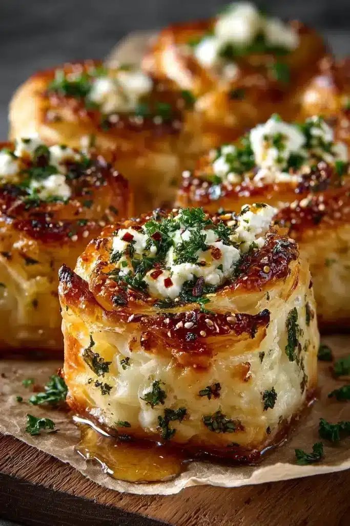 Crispy Baked Feta Rolls with Hot Honey