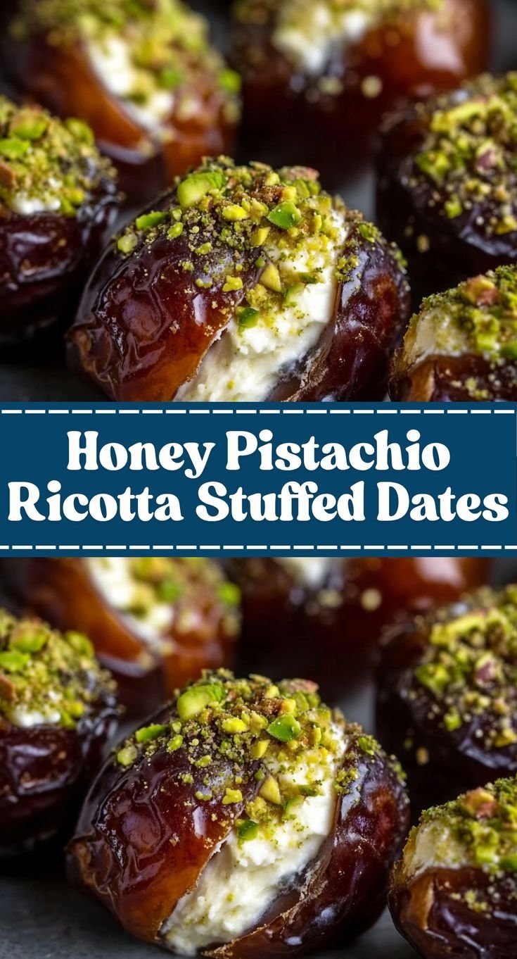 Honey Pistachio Ricotta Stuffed Dates