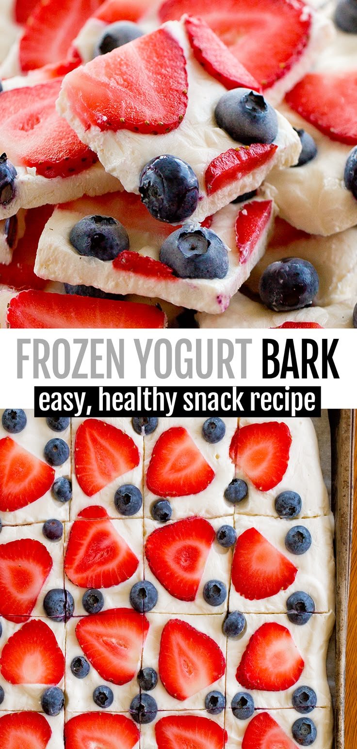 Summer Delight: Frozen Yogurt Bark with Blueberries, Strawberries, and Almonds | Yogurt bark recipe frozen, Bark recipes easy, Healthy yogurt bark