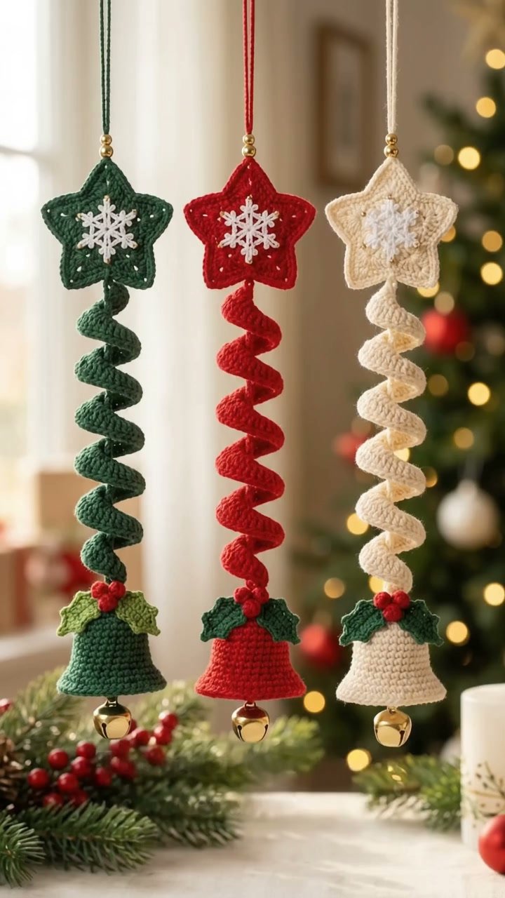 Crochet Christmas Spiral Ornament Ideas 6 Crochet Christmas Spiral Ornaments