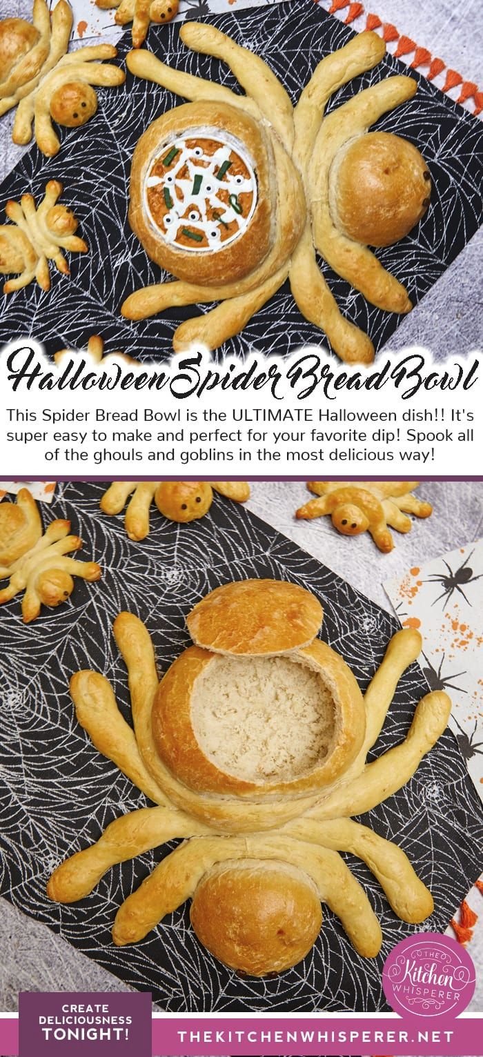 This Spider Bread Bowl is the ULTIMATE Halloween dish! It's super easy to make and perfect for your favorite dip! Spook … | Easy spooky food, Spider themed food, Halloween supper ideas for kids