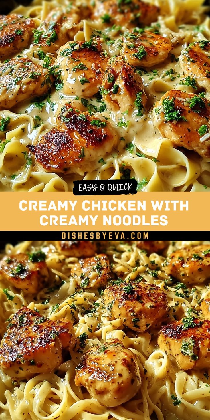 1 Pan Chicken Noodles Creamy Chicken With Creamy Noodles