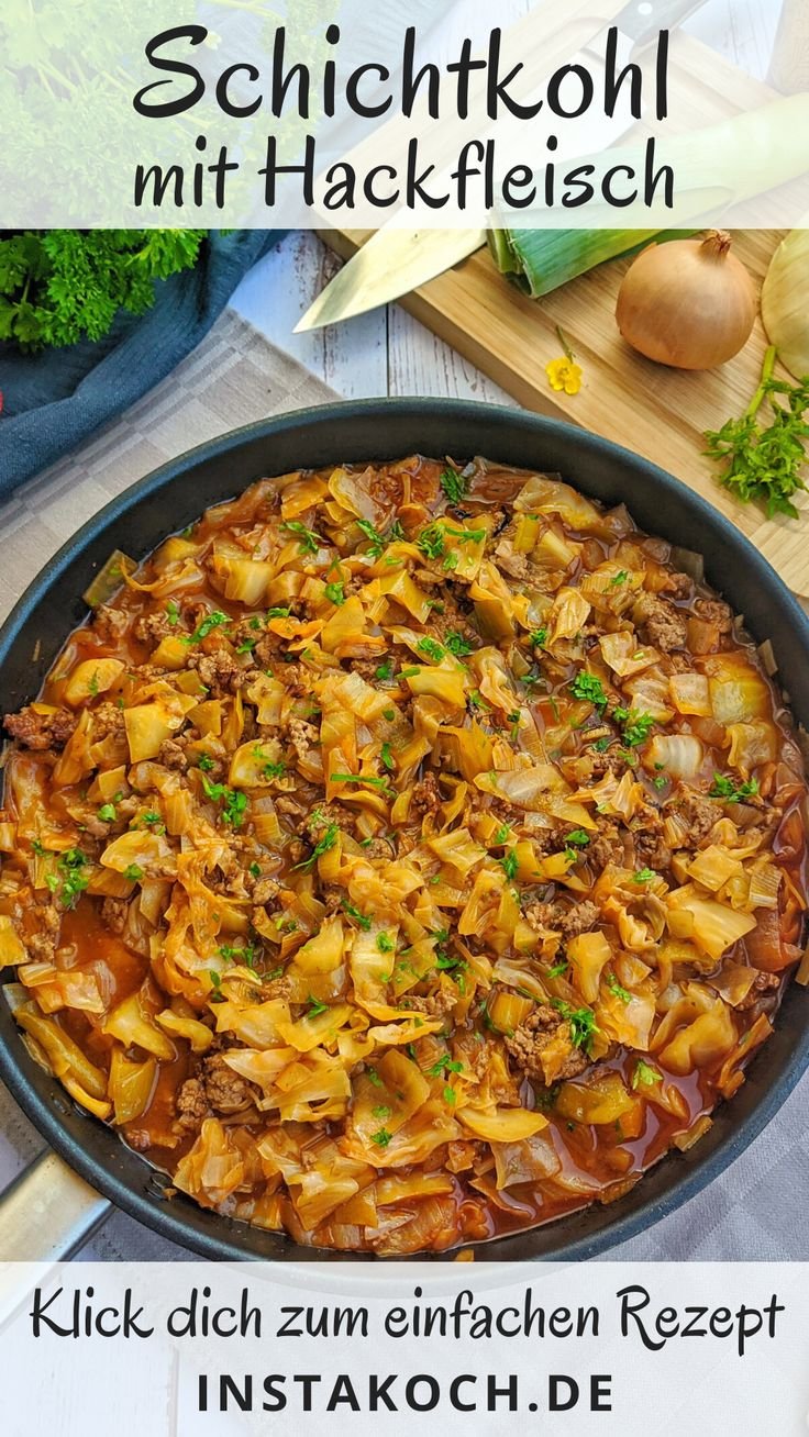 Schichtkohl-Pfanne mit Hackfleisch - Jeden Tag lecker und preiswert kochen - Instakoch.de