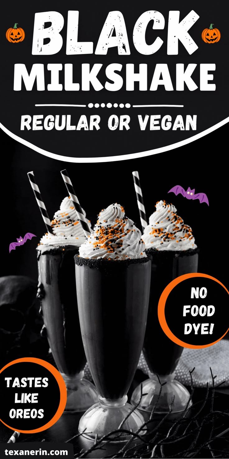 Black Milkshake Recipe (super easy Halloween milkshake!)