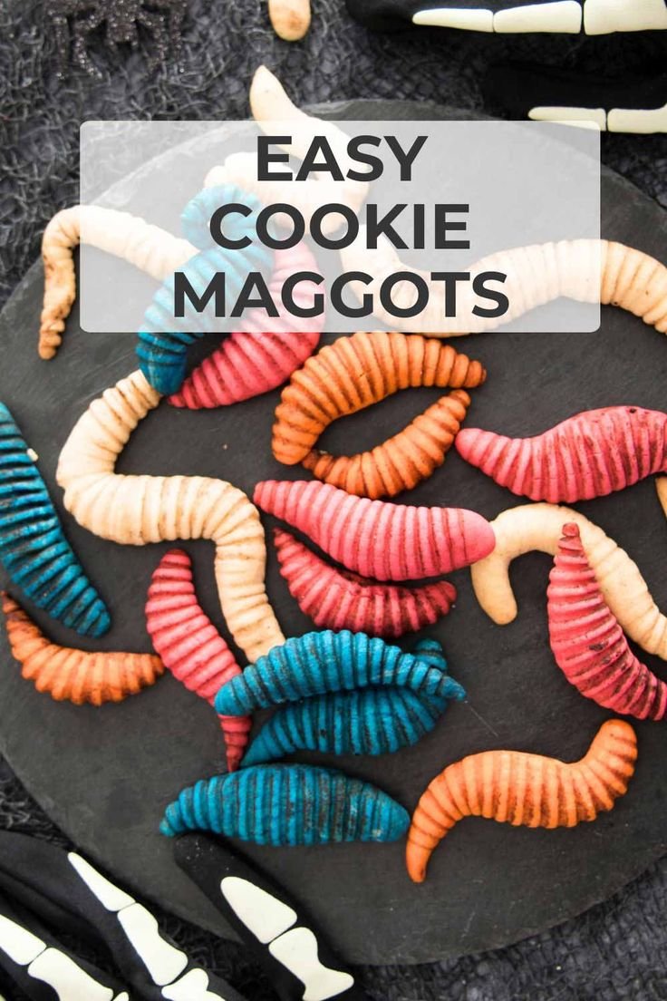 Easy Cookie Maggots with Colored Dough