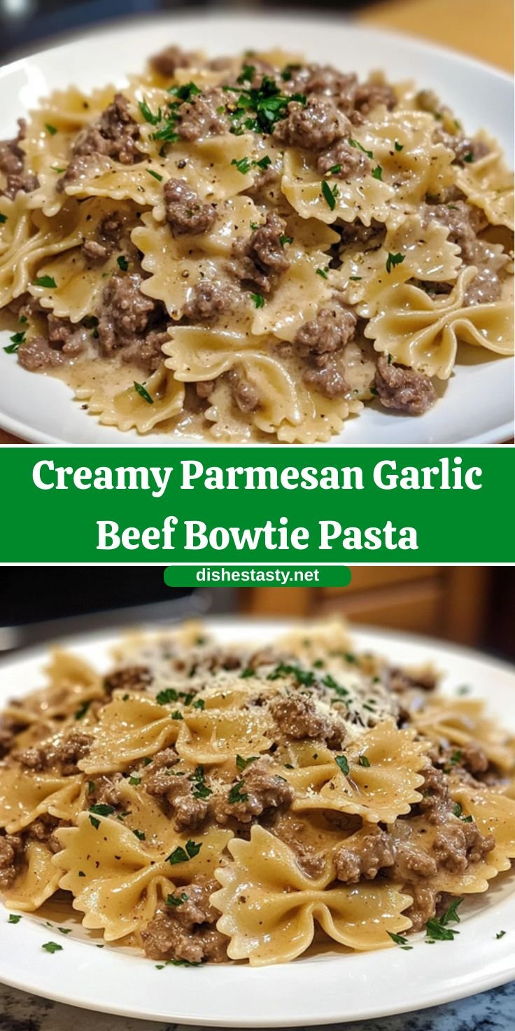 Creamy Parmesan Garlic Beef Bowtie Pasta – Your New Comfort Food Obsession!