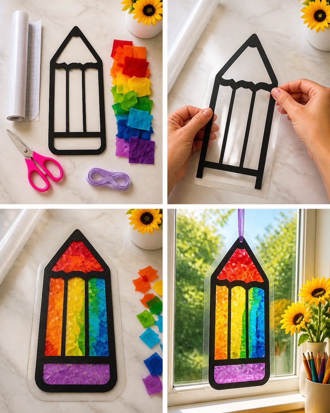 Back-to-School Rainbow Pencil Suncatcher