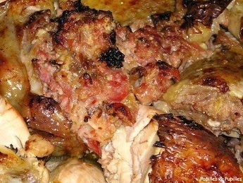 Pintade farcie &agrave; la landaise, jambon de Bayonne et Armagnac