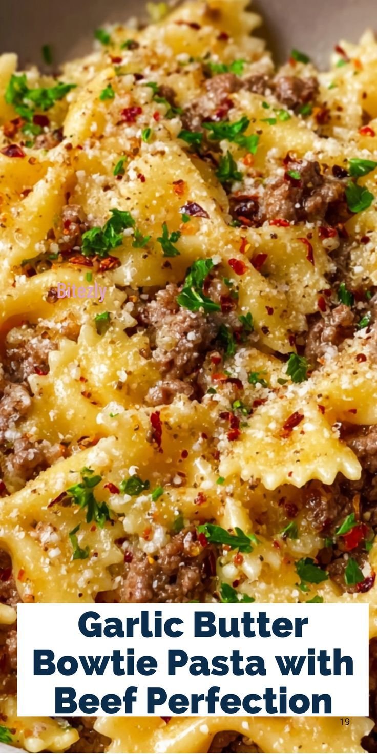 Garlic Butter Bowtie Pasta with Beef Perfection