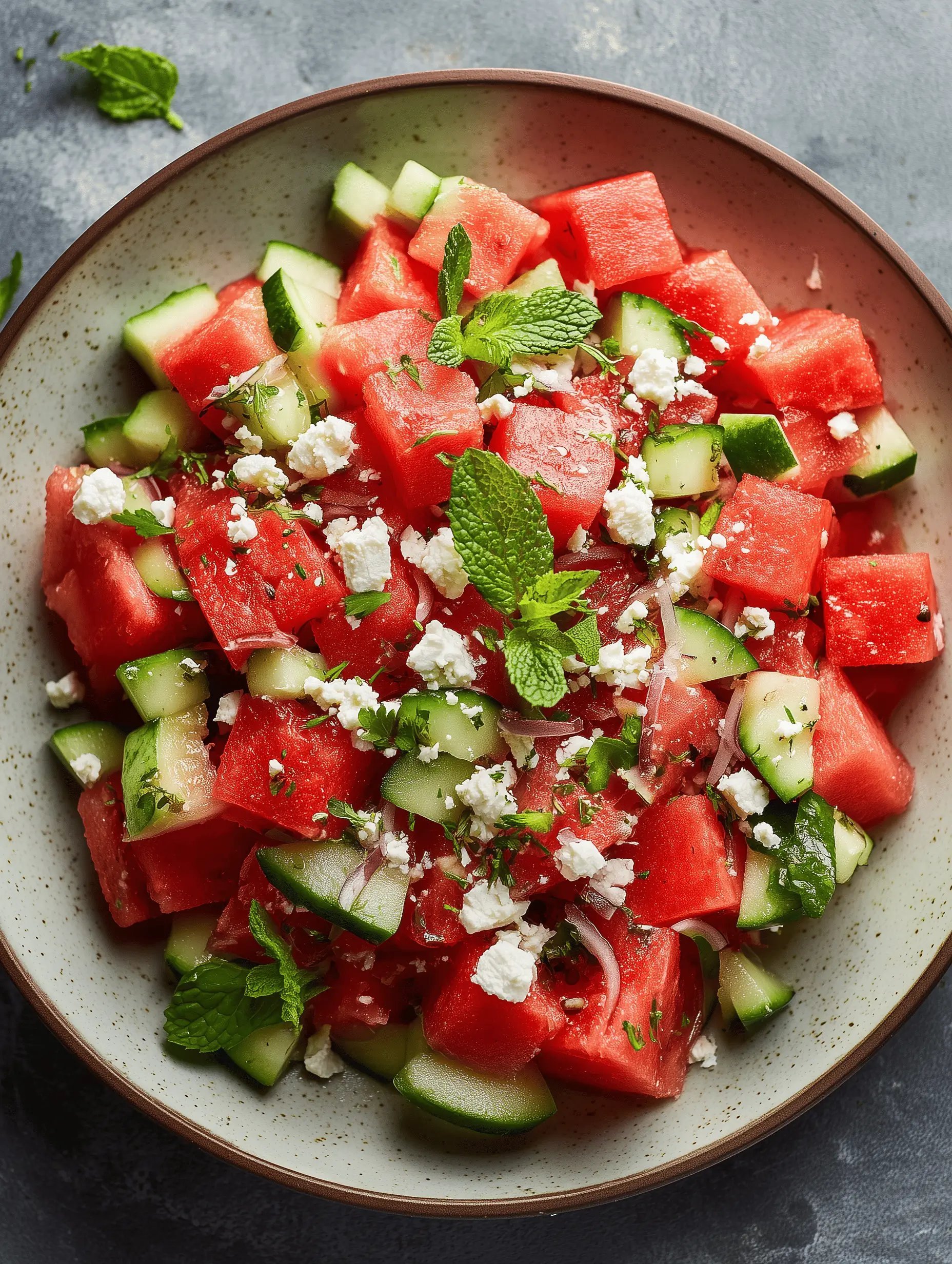 Fresh Watermelon Salad with Feta Cheese