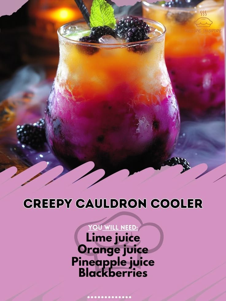 🧙‍♀️🍹 Bewitch your taste buds with Creepy Cauldron Cooler – a hauntingly refreshing brew perfect for your Halloween ce… | Bartender drinks recipes, Cocktail drinks alcoholic, Halloween drinks