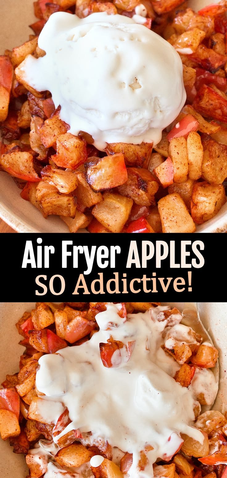 Air Fryer Baked Apples (Healthy Dessert or Snack Recipe) | Using up apples, Good for you snacks, Air fryer apple dessert