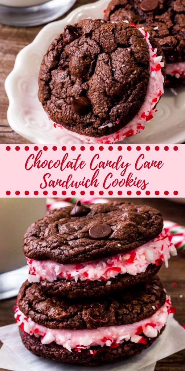 Double Chocolate and Peppermint Ice Cream Sandwich Cookies Recipe | Peppermint Brownie Sandwich Cookies, Christmas Peppermint Sandwich Cookies, Candy Cane Sandwich Cookies