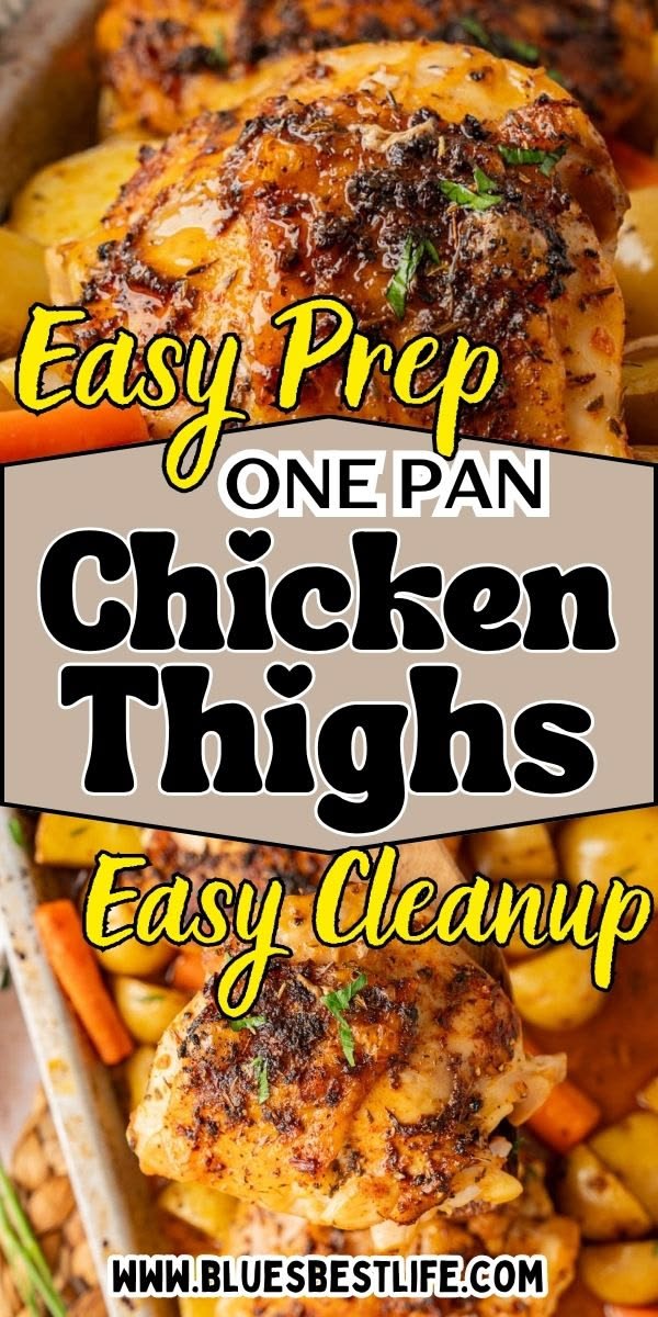Crispy Oven Baked Chicken Thighs with Potatoes & Carrots (Easy Sheet Pan Dinner)