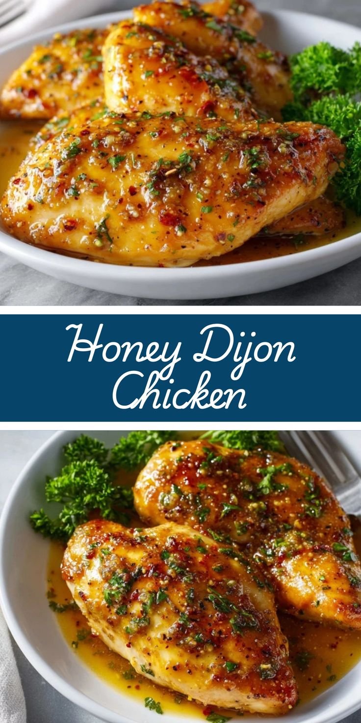 Easy Baked Honey Dijon Chicken with Sweet Mustard Glaze and Fresh Herbs
