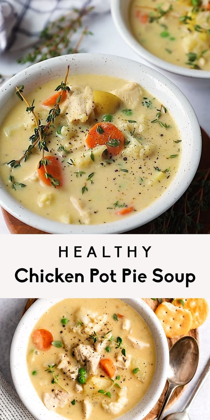 Healthy Chicken Pot Pie Soup (whole 30, dairy free)