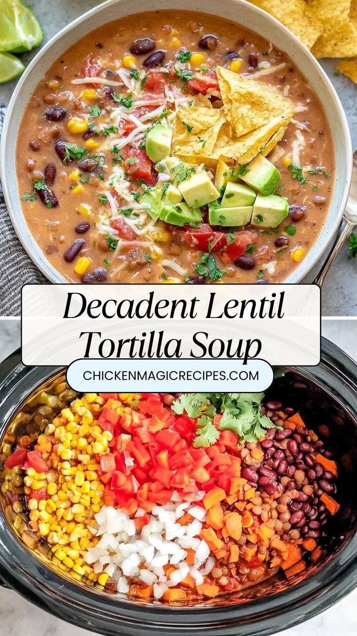 Decadent Lentil Tortilla Soup