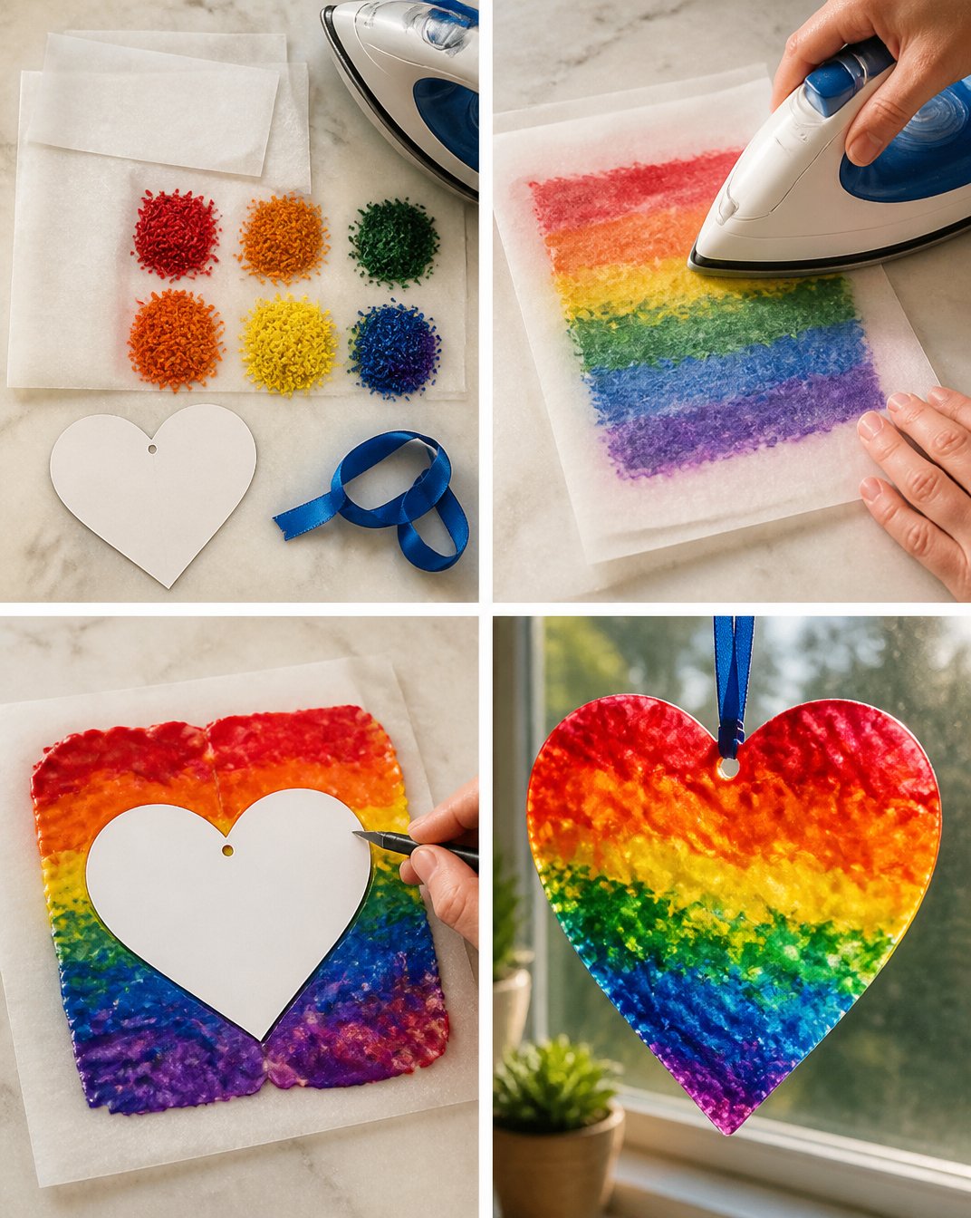 DIY Melted Crayon Rainbow Heart Suncatcher Tutorial 20 Melted Crayon Rainbow Heart Suncatcher