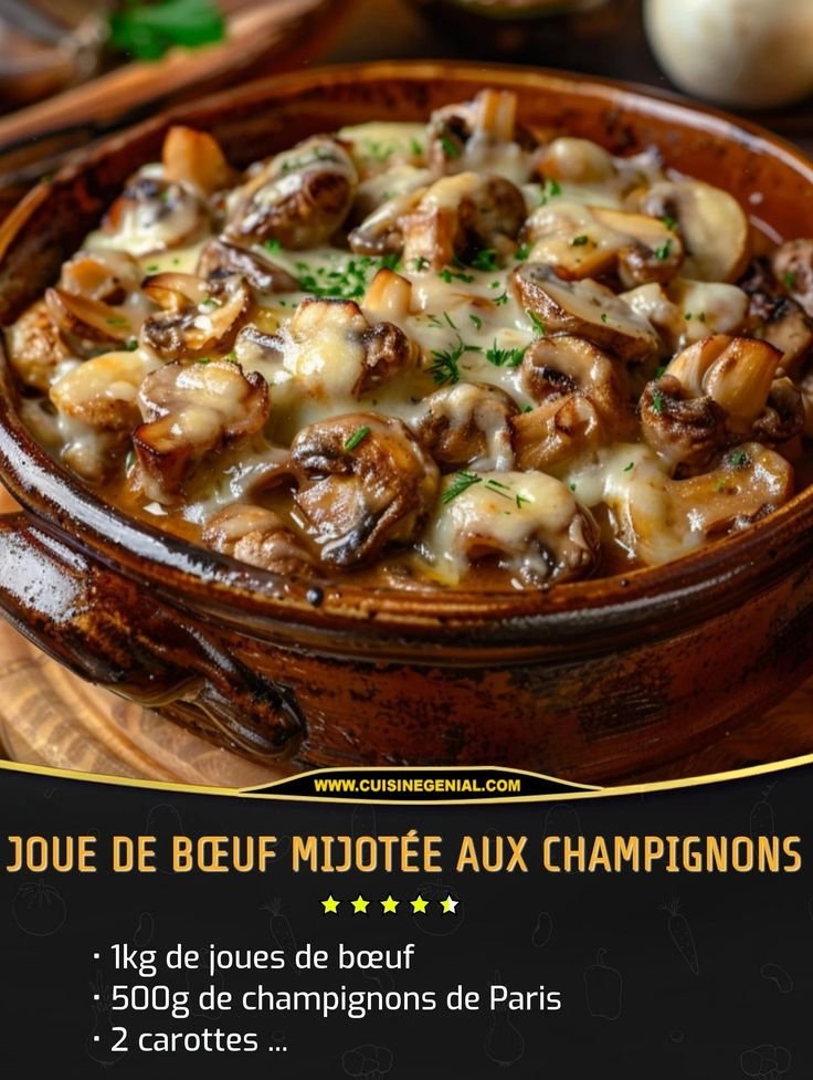 Joue de Bœuf Mijotée aux Champignons
