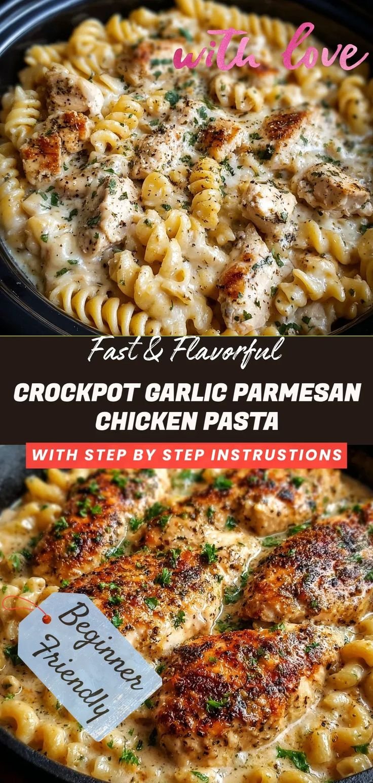 Crockpot Garlic Parmesan Chicken Pasta Recipe That Will Warm Your Heart