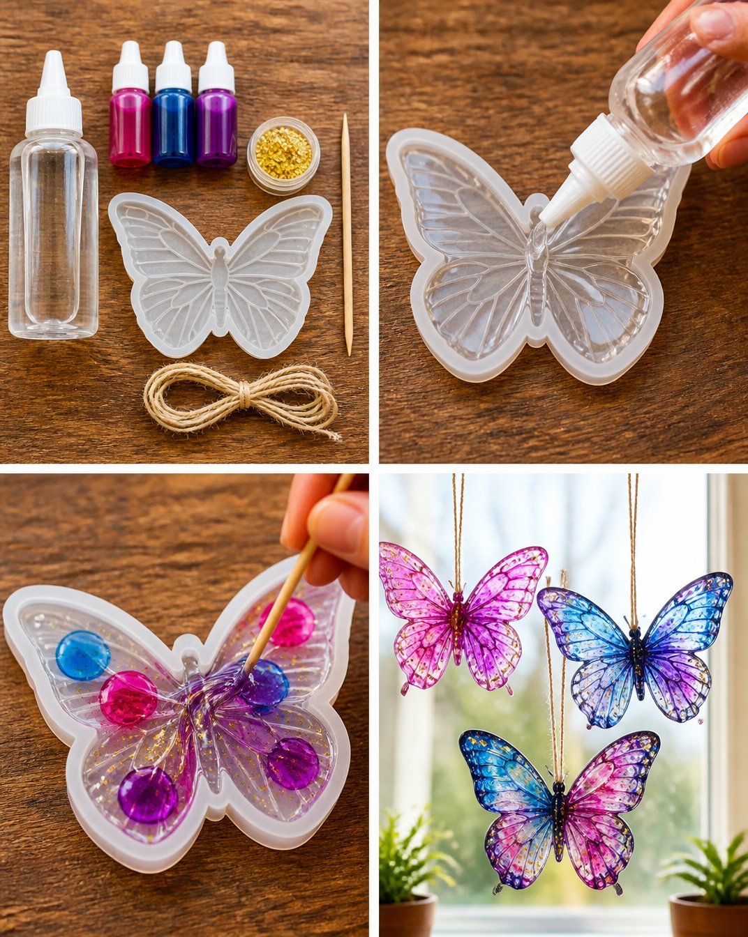 DIY Marble-Effect Glue Butterfly Suncatchers for Window Decor