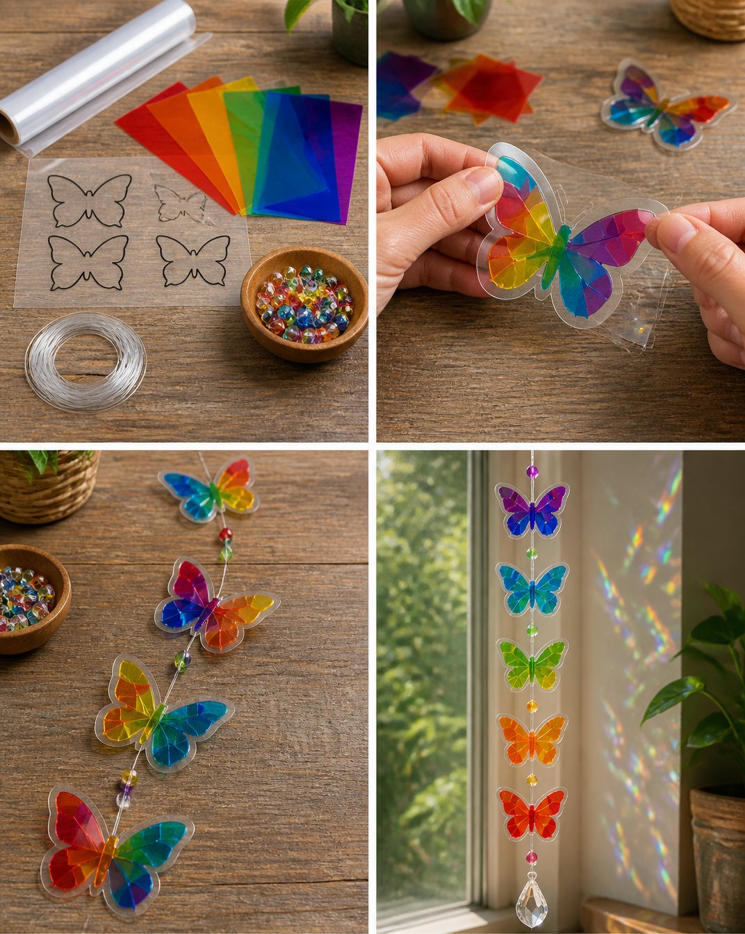 Prismatic Rainbow Butterfly Window Decor - Sparkling Hanging Ornament 21 Rainbow Prism Butterfly Window Chain - Sparkling Hanging Decor