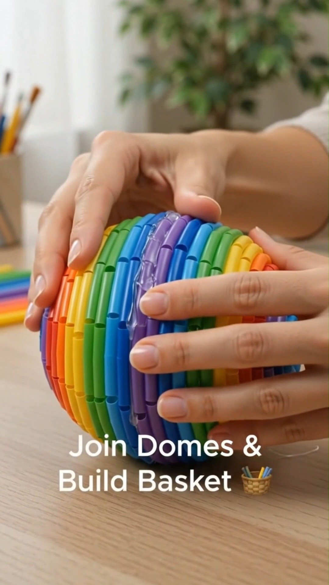Bright drinking straws come together to create a cheerful rainbow hot air balloon that's perfect for decorating a playroom or classroom. A fun project to try this weekend. #RainbowBalloon #StrawCraft 10 Bright drinking straws come together to create a cheerful rainbow hot air balloon that's perfect for decorating a playroom or classroom. A fun project to try this weekend. #RainbowBalloon #StrawCraft