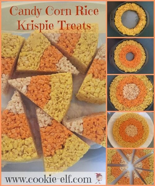 Candy Corn Rice Krispie Bars Recipe | How to make candy corn treats, Candy corn rice krispie treats halloween, Halloween rice krispie treat recipe