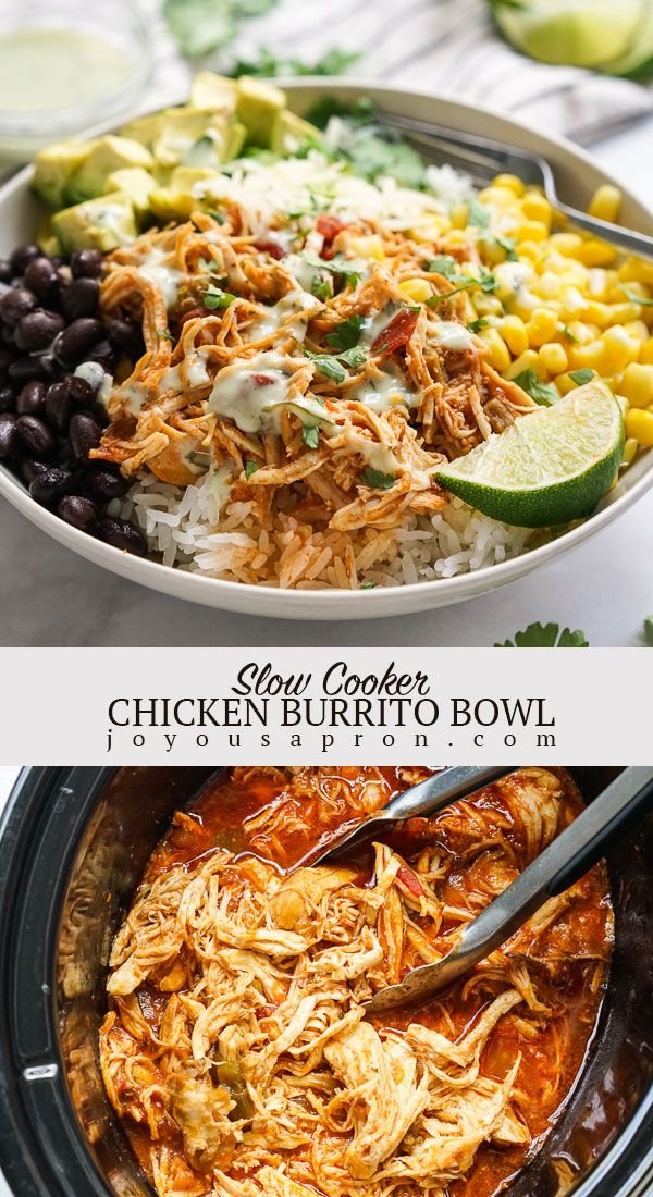 Slow Cooker (Crockpot) Chicken Burrito Bowl