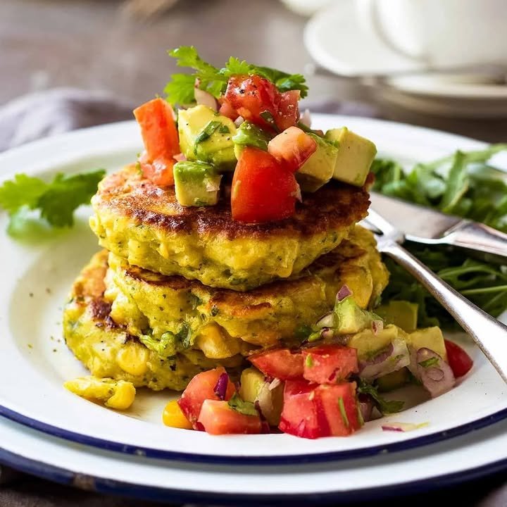 Fritters de ma&iuml;s avec salsa d'avocat