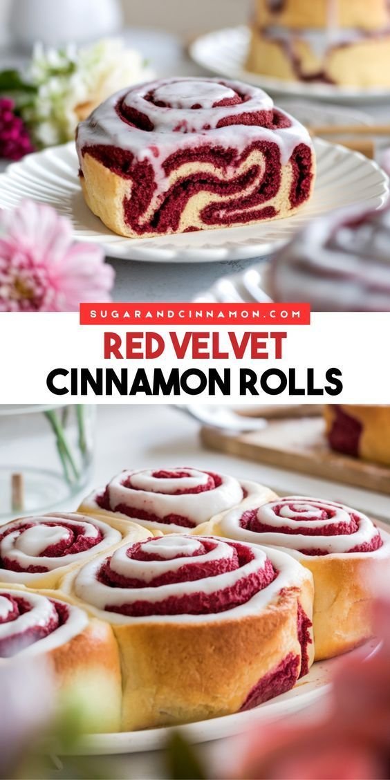 Red velvet sweet breads and cakes | How to make red velvet cinnamon rolls with yeast, Easy red velvet cinnamon rolls with yeast, Red velvet with raspberry filling