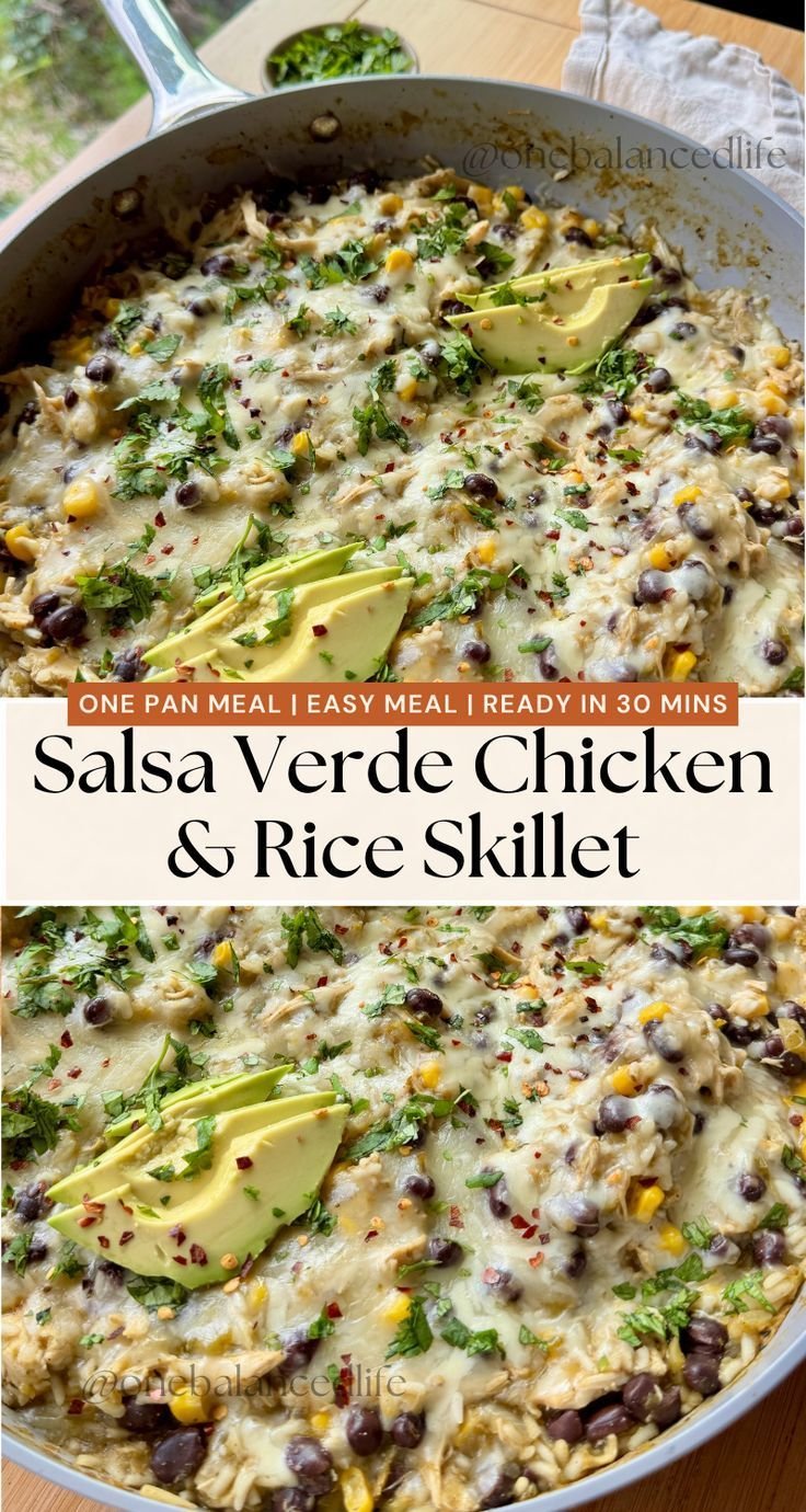 Salsa Verde Chicken & Rice Skillet | Recipe in 2025 | Whole food recipes, Healthy dinner recipes, Ch