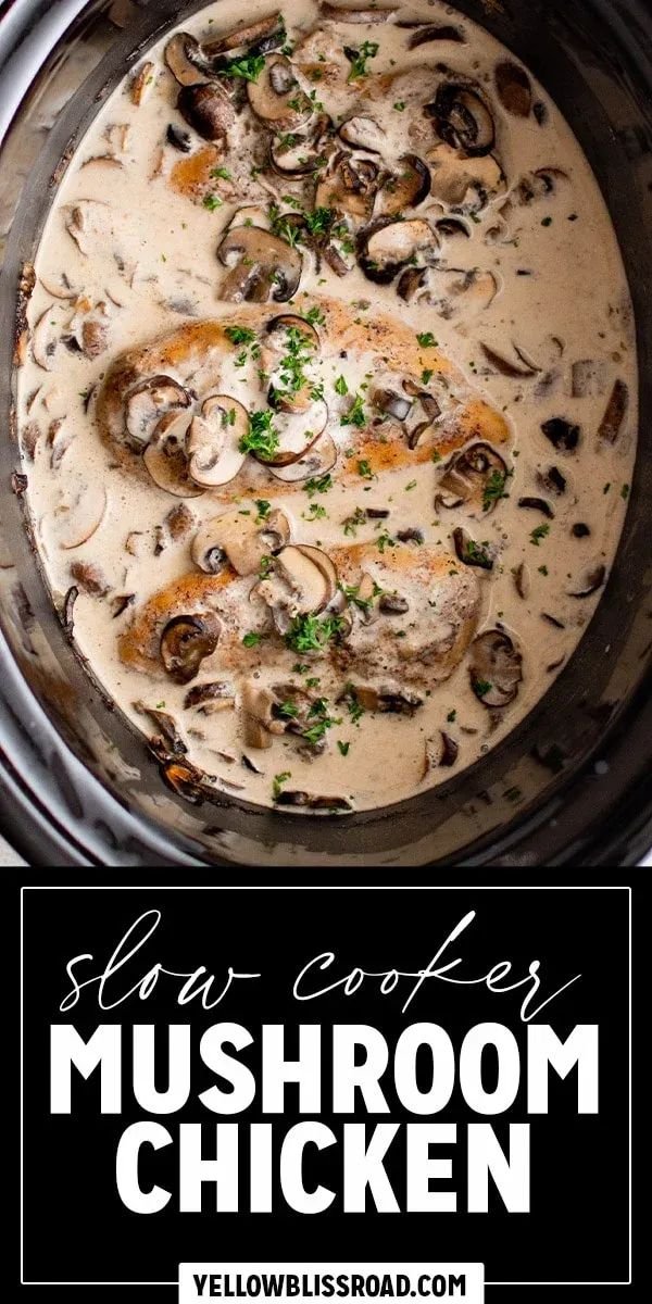 Slow Cooker Mushroom Chicken | YellowBlissRoad.com