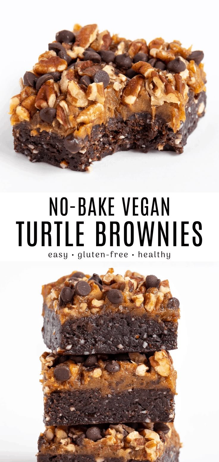 Vegan Turtle Brownies: A Decadent, No-Bake Delight!