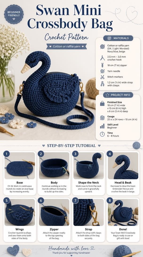 Swan Mini Crossbody Bag Crochet Pattern