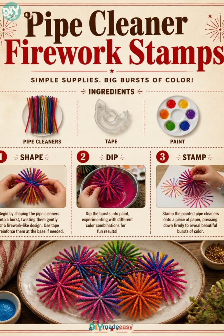 Pipe Cleaner Firework Stamps 8 Pipe Cleaner Firework Stamps