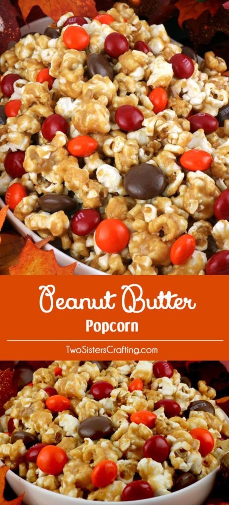 Peanut Butter Popcorn with Peanut Butter M&M's