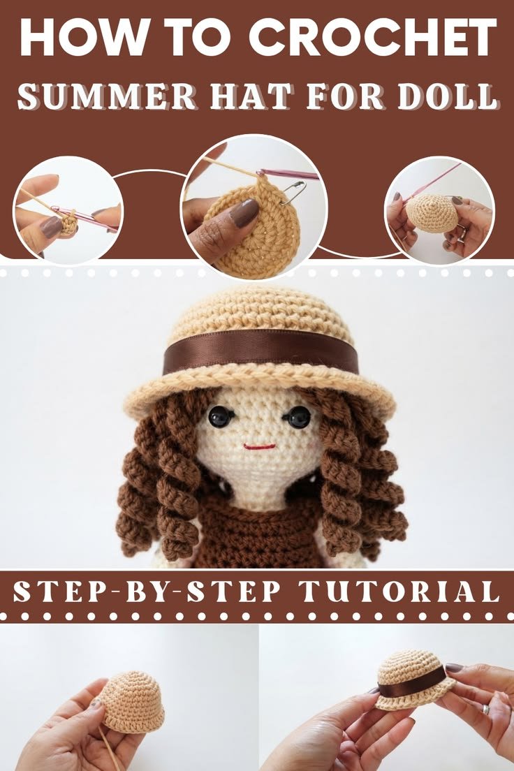 Free Crochet Summer Hat for Doll Pattern