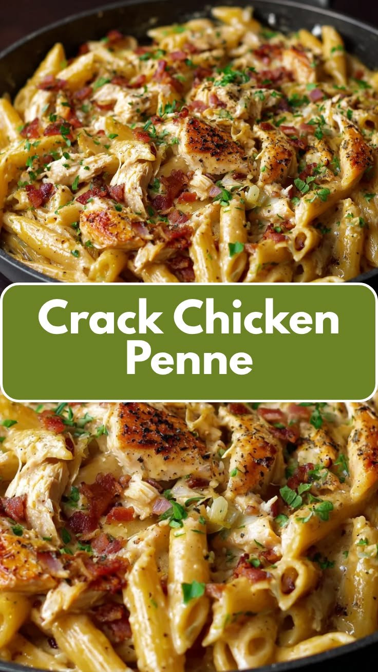 Crack Chicken Penne | Easy Chicken Bacon Cheddar Pasta Dinner