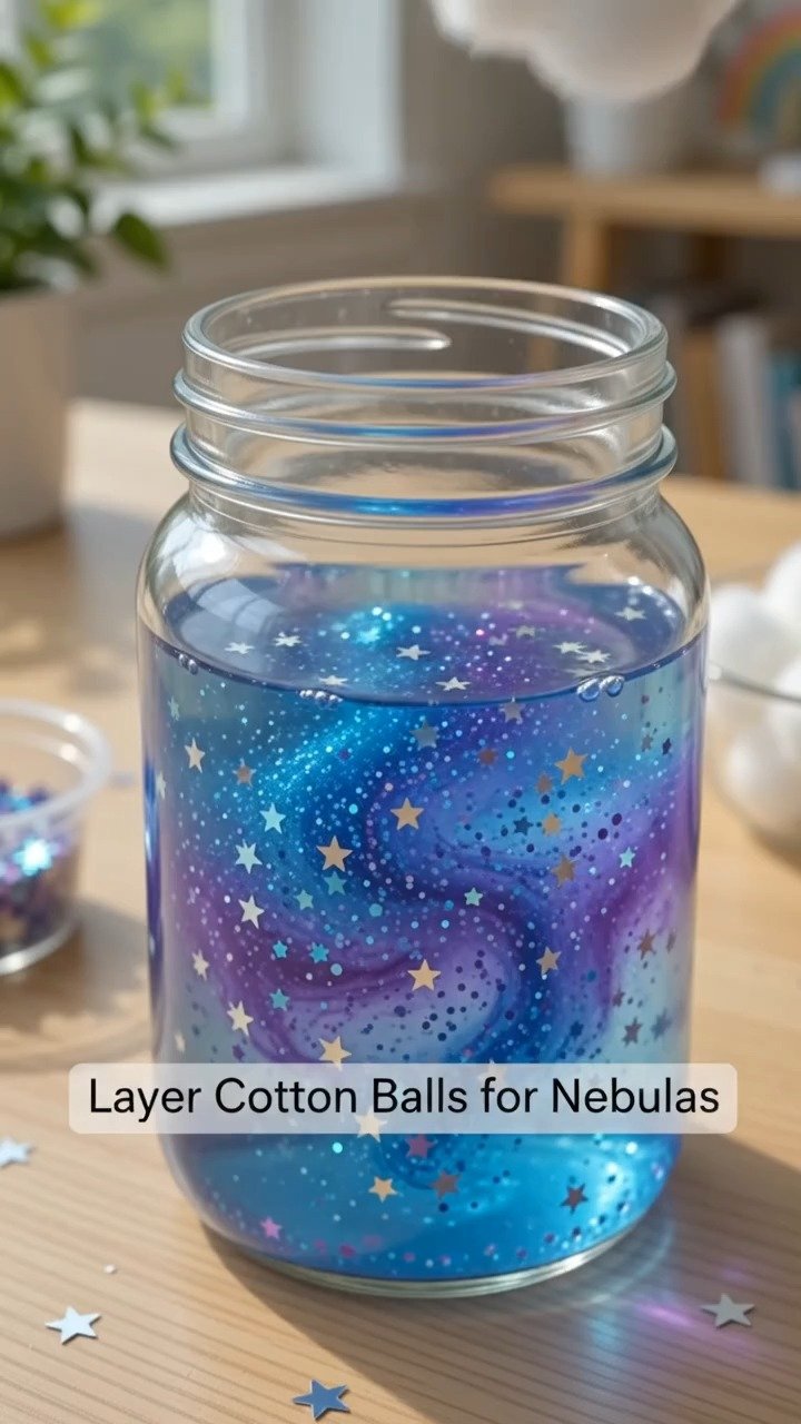 Ein einfaches leuchtendes Glas erzeugt einen traumhaften Lichteffekt mit Alltagsmaterialien, was es zu einem spaßigen Projekt für Abende oder Zimmerdekoration macht.