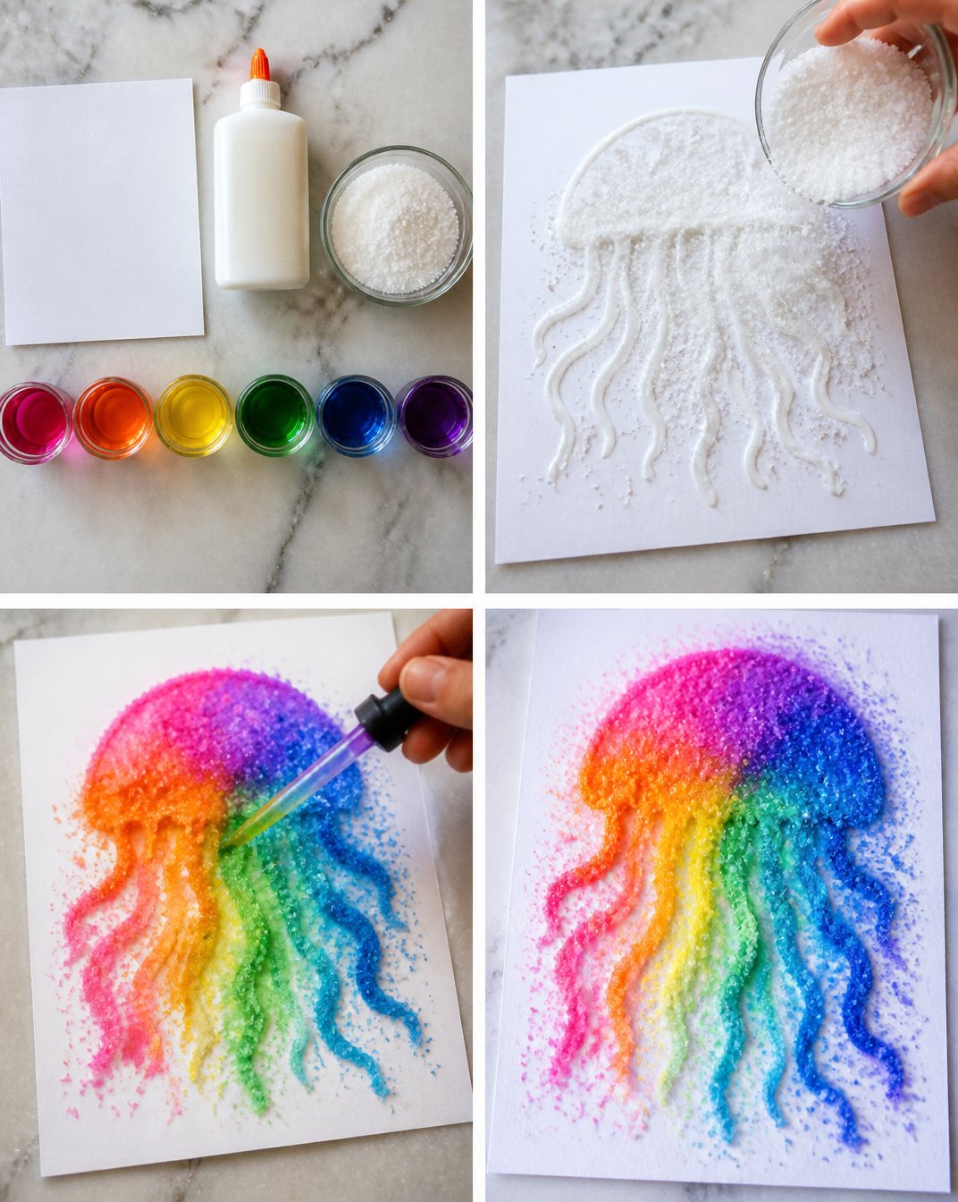Colorful Rainbow Jellyfish Salt Art Tutorial 16 Vibrant Rainbow Jellyfish Salt Art