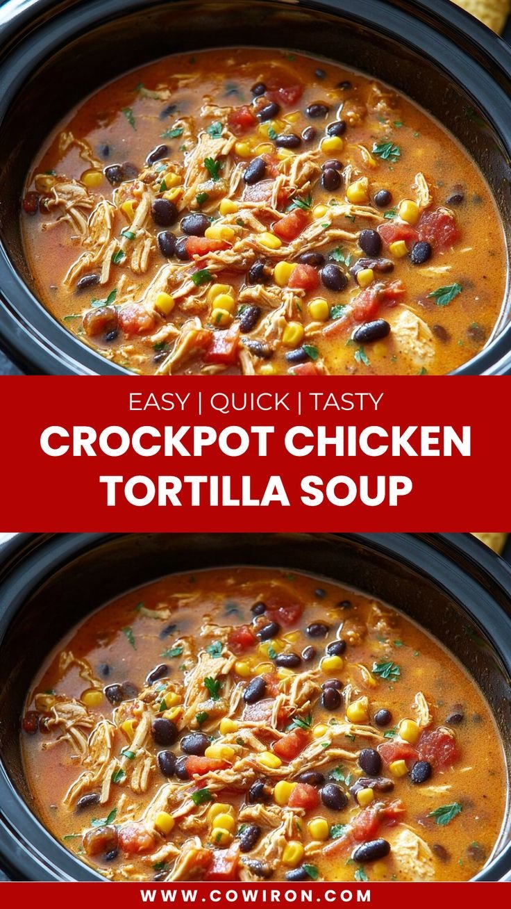Easy Crockpot Chicken Tortilla Soup Recipe | Healthy, Delicious & Perfect for Meal Prep!
