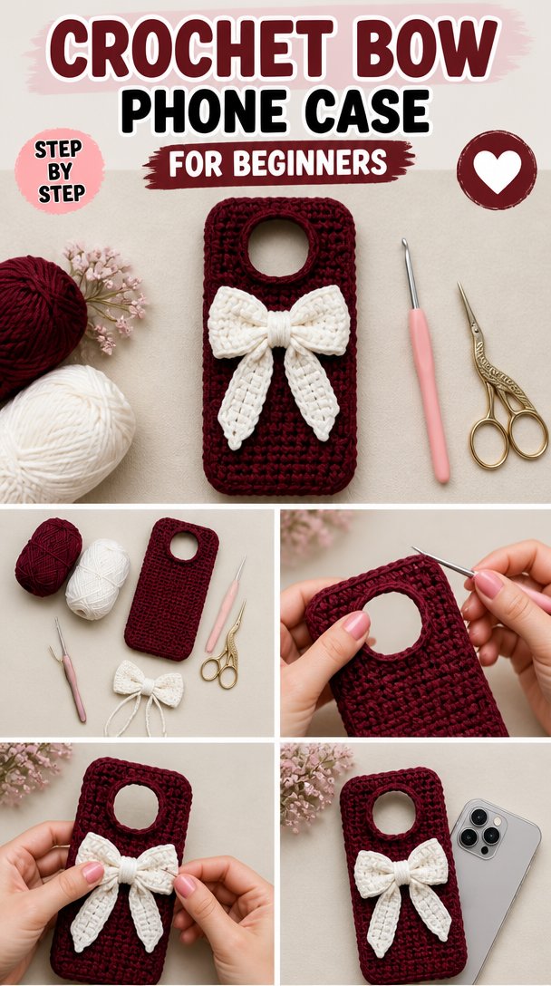 Crochet Bow Phone Case for Beginners 5 How To Crochet Bow Phone Case For Beginners