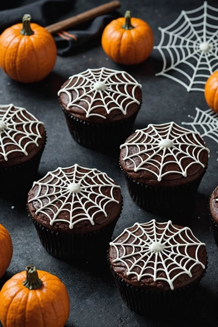 Spider Web Chocolate Cupcakes