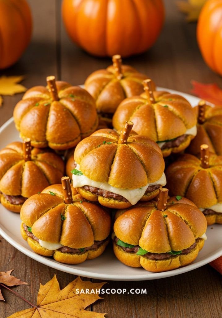 Adorable Pumpkin Shaped Sliders for Halloween Parties 🍔🎃